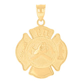 14kt Yellow Gold Mens Fire Department Badge Occupational Charm Pendant